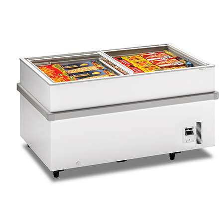 Arca de conservação de congelados com tampas de correr em vidro Arca de conservação de congelados com tampas de correr em vidro