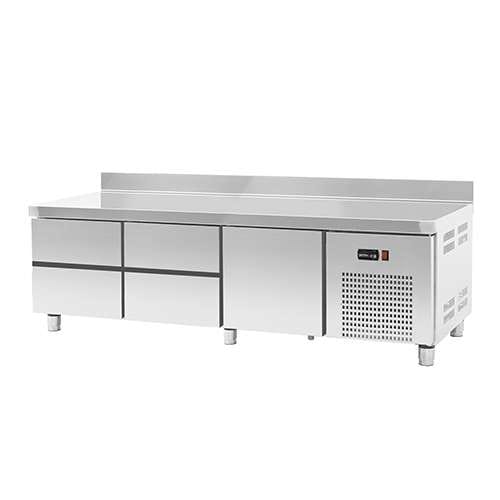 Base refrigerada para linha queima com 2 kits de 2 gavetas e 1 gavetão Base refrigerada para linha queima com 2 kits de 2 gavetas e 1 gavetão