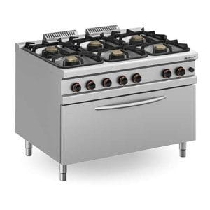 Fogão a gás com 6 queimadores + forno a gás MAXI