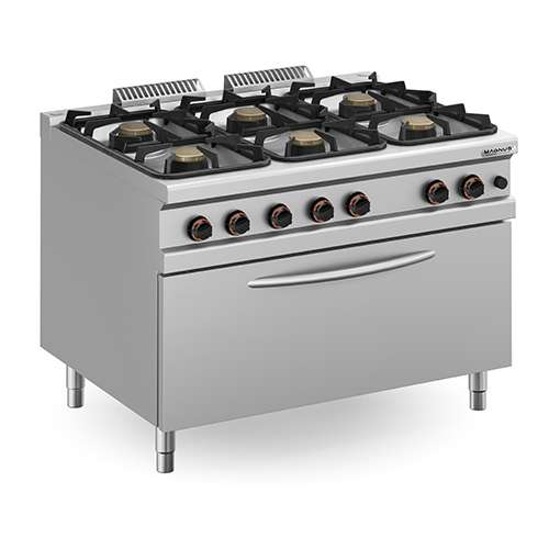 Fogão a gás com 6 queimadores + forno a gás MAXI - Hotelequip.pt Fogão a gás com 6 queimadores + forno a gás MAXI