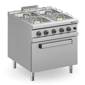 Fogão a gás com 4 queimadores + forno a gás GN2/1