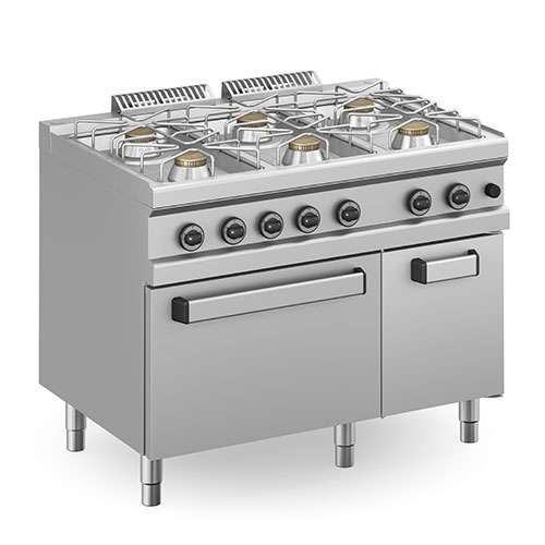 Fogão a gás com 6 queimadores + forno a gás GN2/1 - Hotelequip.pt Fogão a gás com 6 queimadores + forno a gás GN2/1