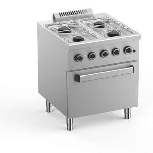 Fogão a gás com 4 queimadores + forno a gás GN2/1