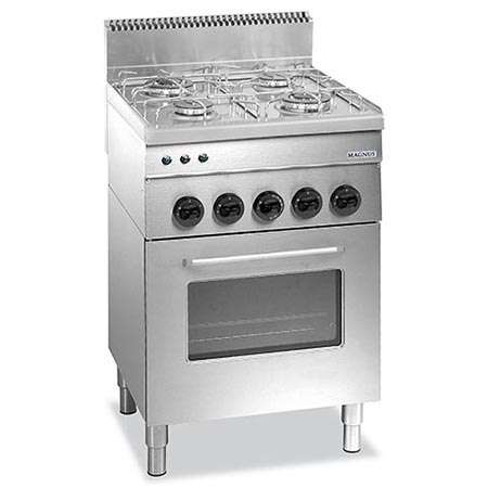 Fogão a gás com 4 queimadores + forno multifunções elétrico - Hotelequip.pt Fogão a gás com 4 queimadores + forno multifunções elétrico