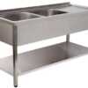 BANCADA DE LAVAGEM 2 CUBAS 1400x600x850 INOX