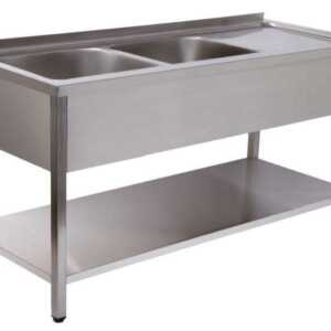 BANCADA LAVAGEM 2 CUB 1400x600x850 INOX DESMONTADA