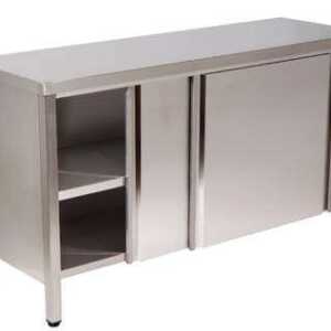 MESA ARMARIO PORTA DESL. 2 PRAT.1000x600x850 INOX