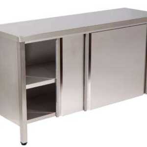 MESA ARMARIO PORTA DESL. 2 PRAT.1400X600X850 INOX