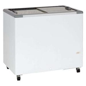 Arca de conservação de congelados com tampas de correr em vidro