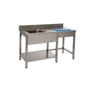 BANCADA PREPARAÇÃO INOX 1400x700x850 CUBA DT RILEN