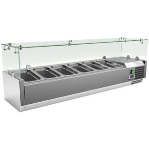 KIT Refrigerado GN1/4 de 6 tabuleiros com expositor de vidro
