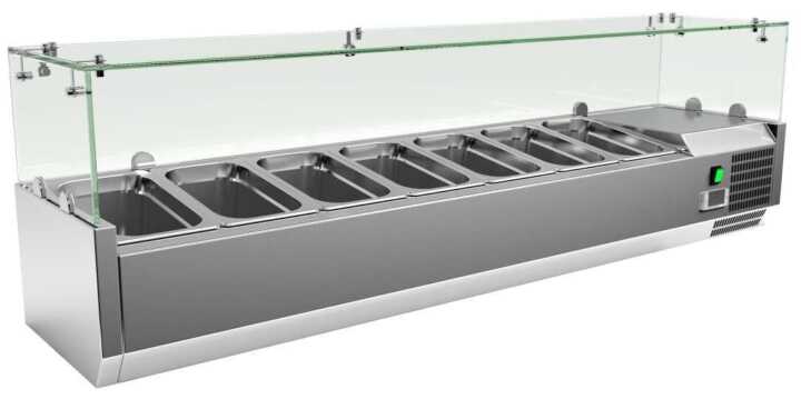 KIT Refrigerado GN1/4 de 7 compartimentos com expositor de vidro - Hotelequip.pt KIT Refrigerado GN1/4 de 7 compartimentos com expositor de vidro