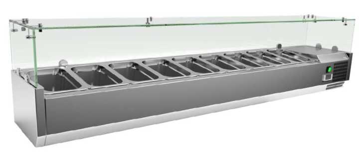 KIT Refrigerado GN1/4 de 8 compartimentos com expositor de vidro - Hotelequip.pt KIT Refrigerado GN1/4 de 8 compartimentos com expositor de vidro