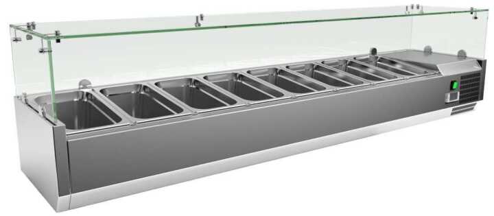 KIT Refrigerado GN1/3 de 8 compartimentos com expositor de vidro - Hotelequip.pt KIT Refrigerado GN1/3 de 8 compartimentos com expositor de vidro