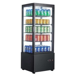 Vitrina refrigerada 4 lados 98 litros Preto 447x400x1199h mm