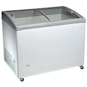 Congelador horizontal  Porta deslizante de vidro curvo