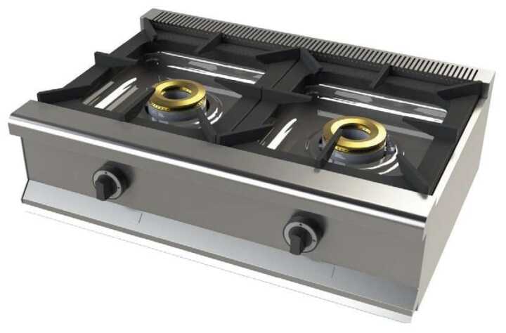 Fogão de mesa a gás com 2 queimadores 8+8 Kw SerIe 550 com dimensões 800x550x240h mm - Hotelequip.pt Fogão de mesa a gás com 2 queimadores 8+8 Kw SerIe 550 com dimensões 800x550x240h mm