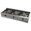 Fogão de mesa a gás com 3 queimadores 8+8+8+8 Kw SerIe 550  com dimensões 1200x550x240h mm