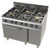 Fogão a gás com forno GN2/1 com 6 queimadores 2x8