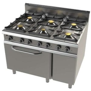 Fogão a gás com forno GN2/1 com 6 queimadores 2x8