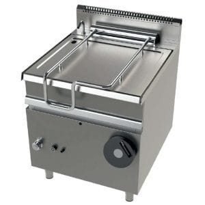 Frigideira basculante a gás 80 litros 22Kw tanque inferior em aço macio Série 900  com dimensões 800x900x900h mm