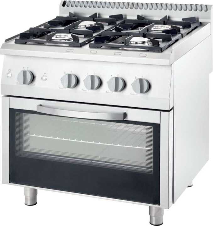 Fogão a gás com forno elétrico de convecção GN1/1 4 queimadores 800x700x850h mm 3 Fogão a gás com forno elétrico de convecção GN1/1 4 queimadores 800x700x850h mm 3