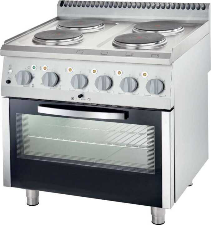 Fogão elétrico com forno estático 4 zonas 800x700x850h mm 4x2 Fogão elétrico com forno estático 4 zonas 800x700x850h mm 4x2
