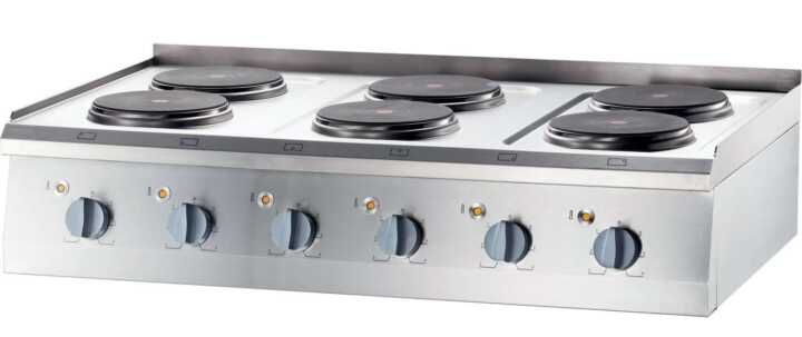 Fogão elétrico de mesa 6 zonas 1200x700x850h mm 6x2 Fogão elétrico de mesa 6 zonas 1200x700x850h mm 6x2