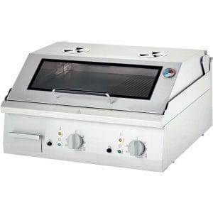 Fry Top eléctrica de mesa em aço rectificado com placa ranhurada COM CAPA 800x700x250h mm 8