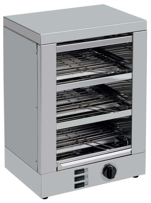 Torradeira Slim de 3 andares com elementos de aquecimento de quartzo 2400W - Hotelequip.pt Torradeira Slim de 3 andares com elementos de aquecimento de quartzo 2400W