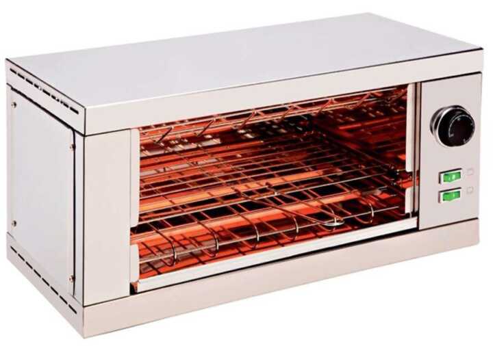 Torradeira de 1 andar com elementos de aquecimento de quartzo sem temporizador 2000W - Hotelequip.pt Torradeira de 1 andar com elementos de aquecimento de quartzo sem temporizador 2000W