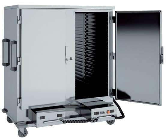 Carro de aquecimento alto Corpo duplo 39 tabuleiros GN2/1de 1455 x845 x1675h mm - Hotelequip.pt Carro de aquecimento alto Corpo duplo 39 tabuleiros GN2/1de 1455 x845 x1675h mm