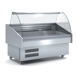Expositor Refrigerado Peixe / Marisco Vidro Curvo Evaporador Estático Mais Placa Fria Dim