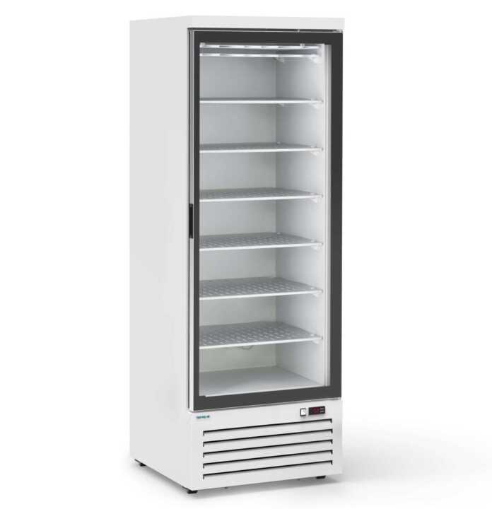 Congelador expositor 450 litros Porta de vidro lacado branco 700x700x2070h mm - Hotelequip.pt Congelador expositor 450 litros Porta de vidro lacado branco 700x700x2070h mm