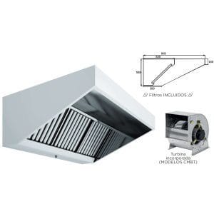 Hotte de parede para snacks Teto baixo Fundo elevado 800 COM TURBINA 2000x800x550h mm