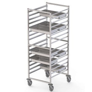 Carro De Tabuleiros Em Aço Inoxidável Para 16 Tabuleiros Gn2/1 660X750X1700H mm
