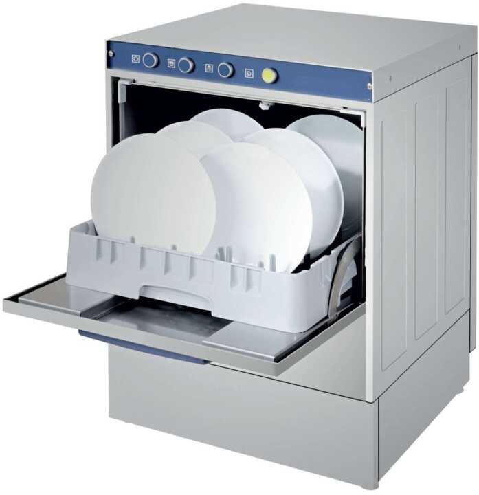 Máquina de lavar loiça industrial com bomba de abrilhantador Cesto 50x50cm - Hotelequip.pt Máquina de lavar loiça industrial com bomba de abrilhantador Cesto 50x50cm