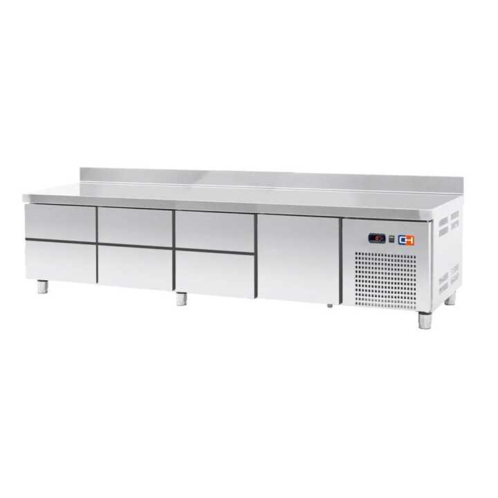 Mesa refrigerado central com 6 gavetas GN1/1-100 + 1 gaveta GN1/1-300 Fundo 700 de 2242 x700 x600h mm - Hotelequip.pt Mesa refrigerado central com 6 gavetas GN1/1-100 + 1 gaveta GN1/1-300 Fundo 700 de 2242 x700 x600h mm
