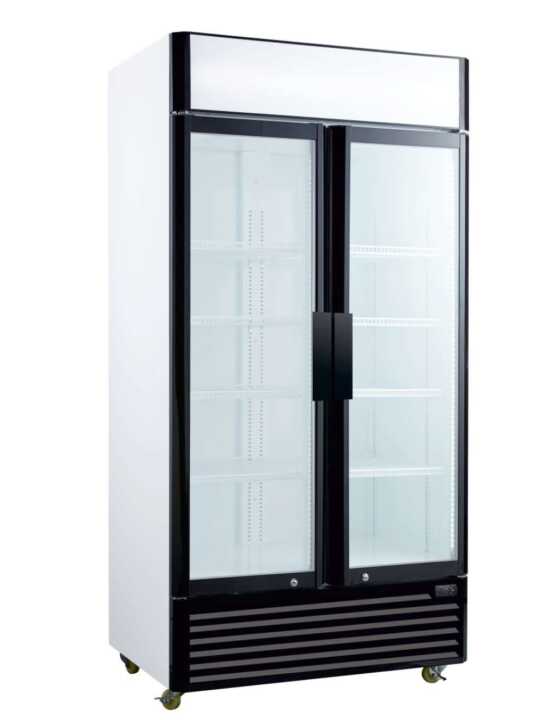 Vitrina refrigerada 800 litros 2 portas com dobradiças de vidro 1000x730x2030h mm - Hotelequip.pt Vitrina refrigerada 800 litros 2 portas com dobradiças de vidro 1000x730x2030h mm