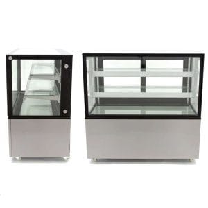 Balcão refrigerado ventilado Balcão refrigerado vitrine total de vidro reto com 2 prateleiras de vidro 915X675X1215h mm