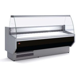 Vitrina  Refrigerada De Vidro Curvo Com Reserva Decoração  Preta Profundidade 900 De 1525 X940 X1235H mm