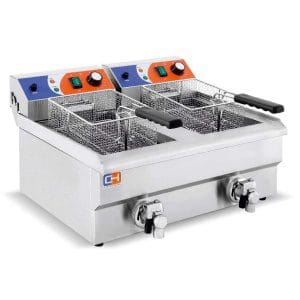 Fritadeira eléctrica 12+12 litros COM torneira 686x530 x385h mm