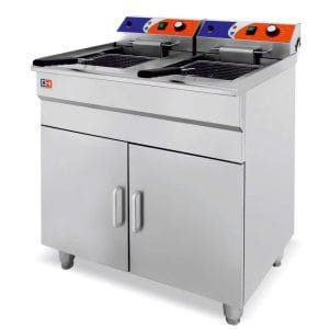 Fritadeira eléctrica 14+14 litros com móvel 740x550 x910h mm