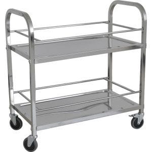 Carrinho para bebidas de 2 níveis em aço inoxidável 950X500X950h