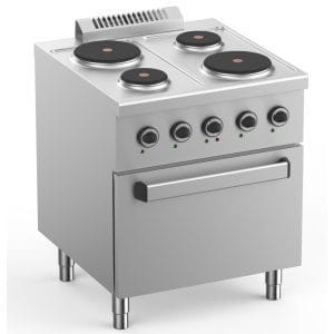 Fogão Elétrico De 4 Placas Com Forno Elétrico Estático Gn2/1 Fundo 700