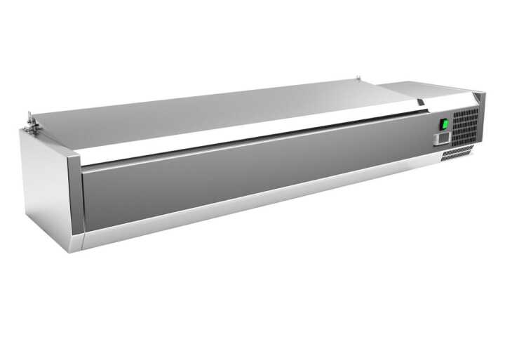 Vitrina com 7 tabuleiros GN1/4 com tampa 1500 x335 x270h mm - Hotelequip.pt Vitrina com 7 tabuleiros GN1/4 com tampa 1500 x335 x270h mm