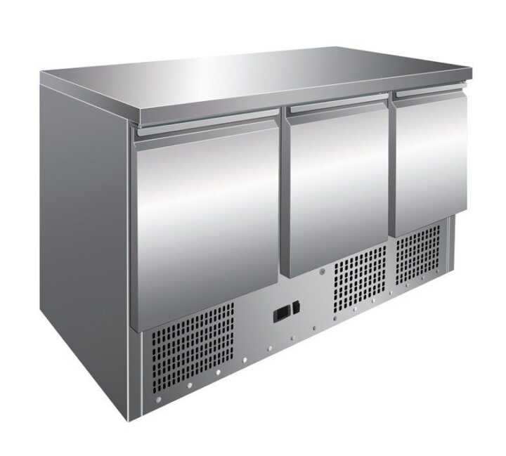 Mesa compacta refrigerada de 3 portas GN1/1 - Hotelequip.pt Mesa compacta refrigerada de 3 portas GN1/1