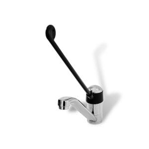 Torneira misturadora monocomando com alavanca longa e bica alta