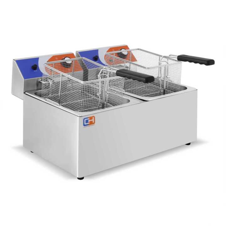 Fritadeira eléctrica 8+8 litros SEM torneira 550 x420 x340h mm - Hotelequip.pt Fritadeira eléctrica 8+8 litros SEM torneira 550 x420 x340h mm