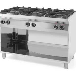 Fogão a gás  6 bicos base aberta, 28,5kW, 1200x700x(H)900mm